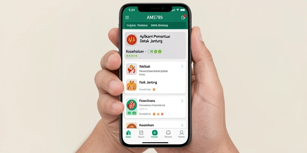 Antarmuka AMS789 menampilkan fitur pemantauan detak jantung secara real-time.
