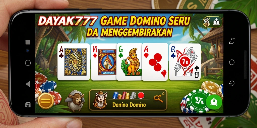 Tampilan antarmuka game Domino DAYAK777 yang menarik dan interaktif.
