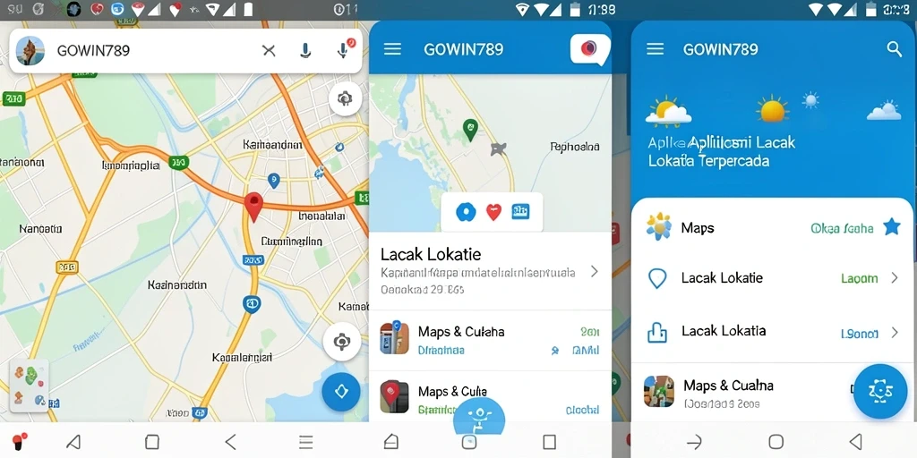 Tampilan antarmuka aplikasi GOWIN789 untuk lacak lokasi.