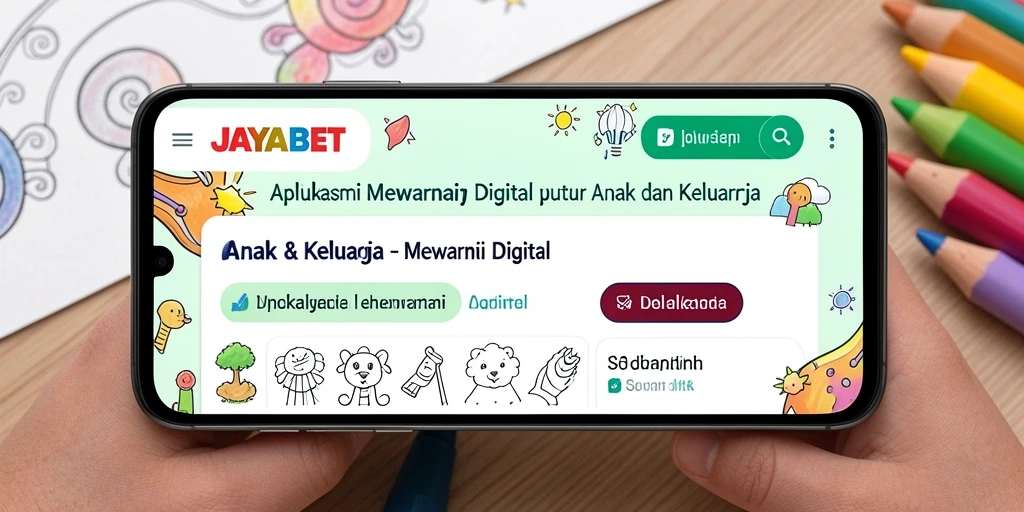 Tampilan antarmuka aplikasi Mewarnai Digital JAYABET yang penuh warna.