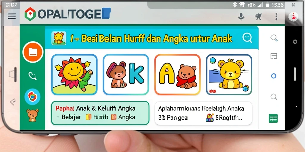 Antarmuka OPALTOGEL yang menarik untuk belajar huruf dan angka.