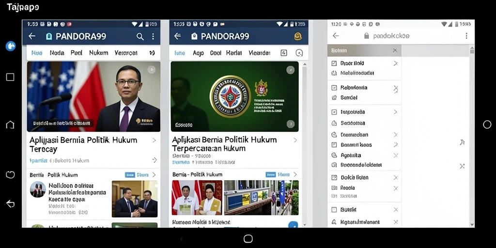 Tampilan antarmuka PANDORA99 dengan berita politik dan hukum terkini.