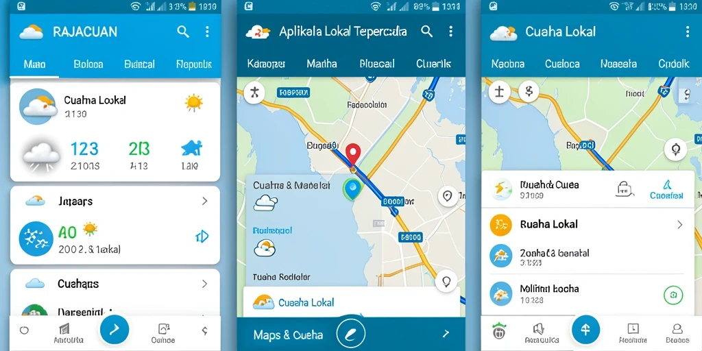 Tangkapan layar antarmuka utama RAJACUAN menampilkan fitur cuaca lokal.