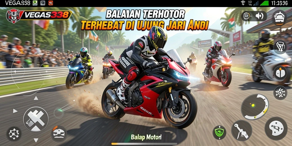 Antarmuka balap motor yang menarik dan intuitif.